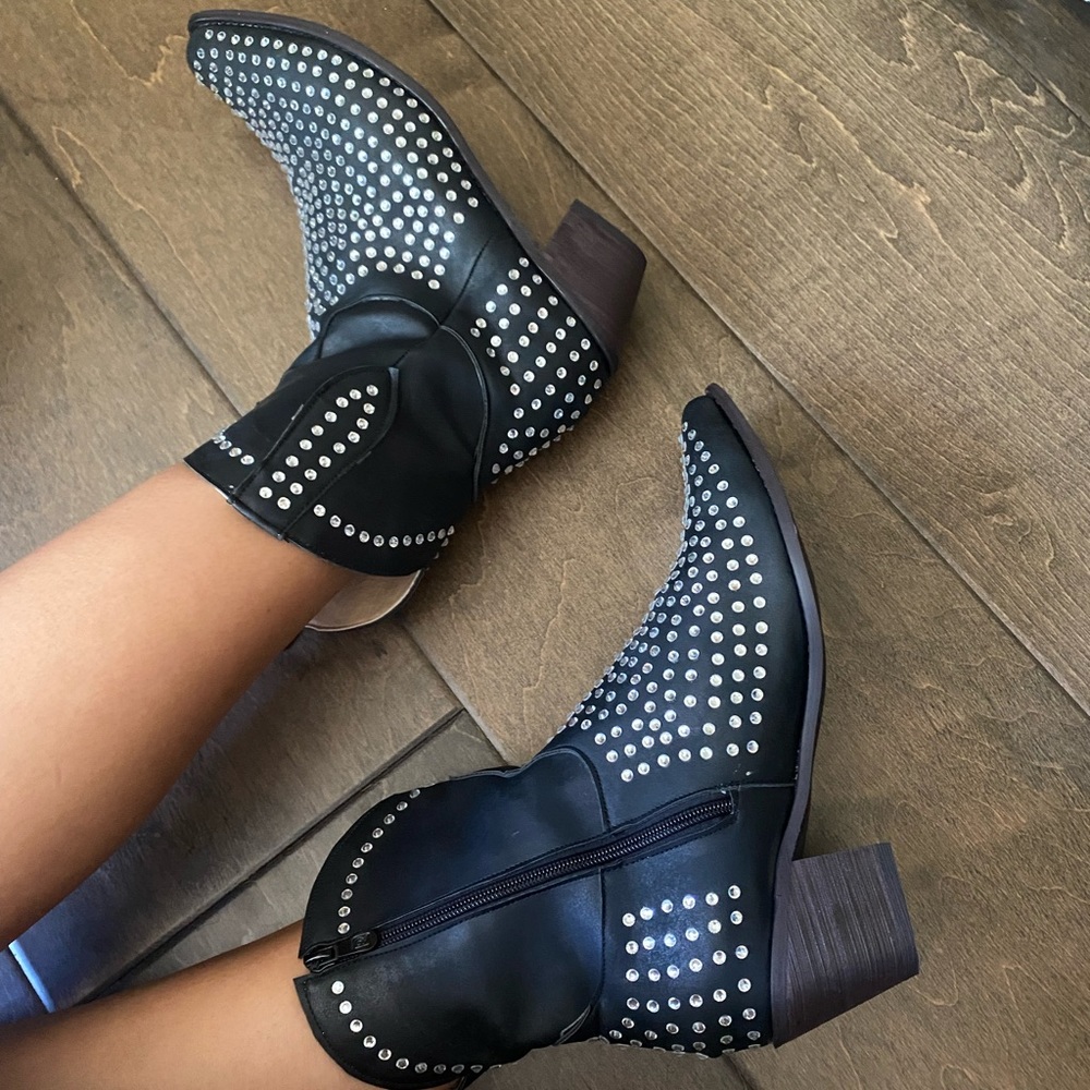 Bedazzled Black Cowboy Booties